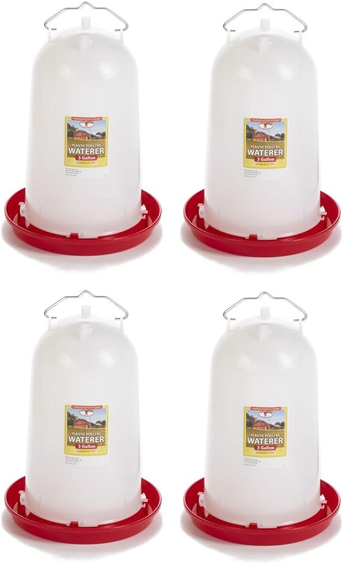Little Giant Extra Large 3-Gallon Capacity Heavy-Duty Plastic Gravity Fed Poultry Waterer System (4 Pack)
