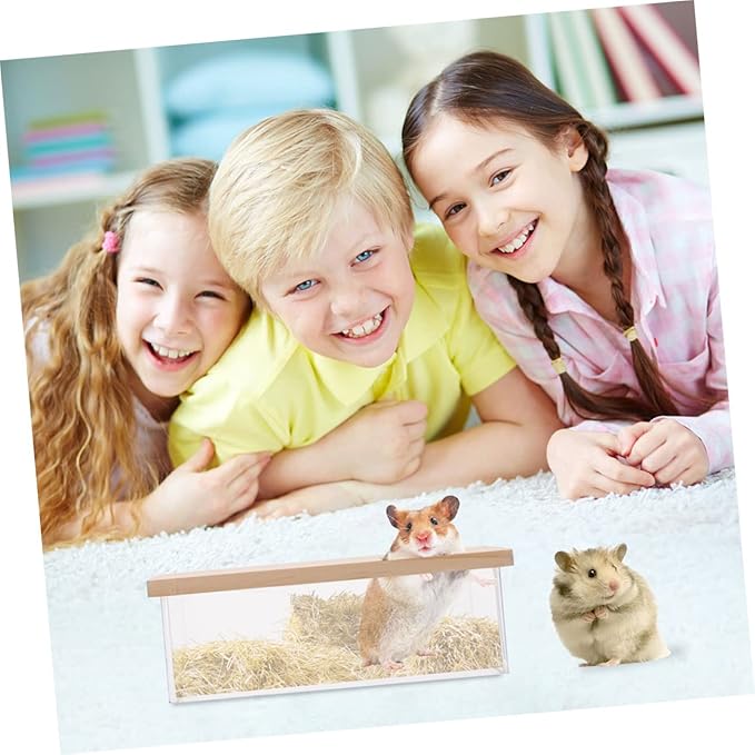 Hamster Bath Box Pet Bath Container for Chinchilla Guinea Pig Gerbils Bathing Tray Lid