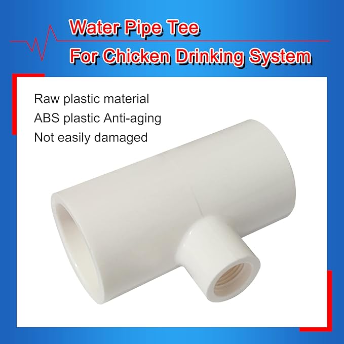 Chicken Waterer PVC Tee Fittings 1/8 FTP Threads for 1/2 Plastic Pipe Schedule 40 for Poultry Automatic Watering Nipples Auto-Fill Water Cups (10pcs, 1/8x1/2x1/2 PVC)