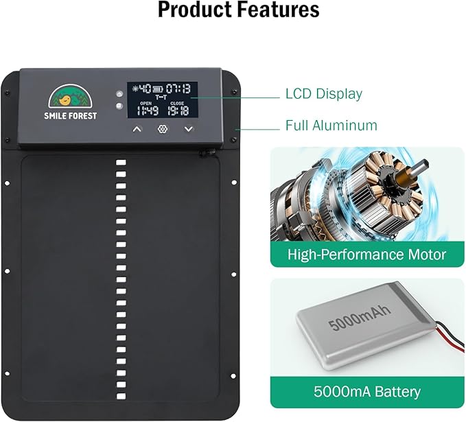 Automatic Chicken Coop Door, Automatic Chicken Door with Timer & Light Sensor