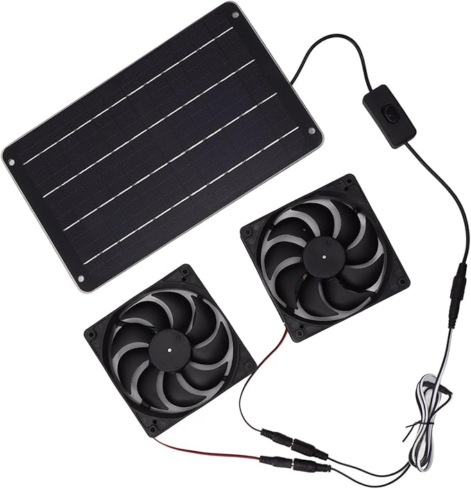 VINGVO Solar Fan, Solar Heater For Chicken Coop 20W Greenhouse Heater Solar Powered Solar Powered Exhaust Fan For Outside Chicken Coops, Greenhouses, Sheds
