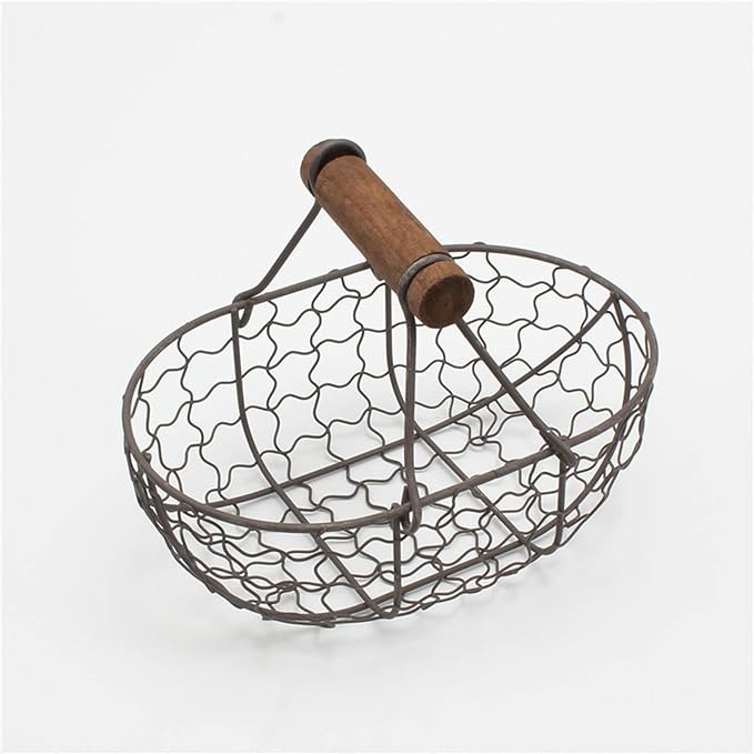 Vintage Wire Basket – Rustic Farmhouse Desktop Storage Basket, Fruit Basket & Egg Baskets & Kitchen Vegetable Basket