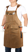 Work Apron with Pockets Thickened Waxed Canvas Apron Extended Adjustable Strap Waterproof Apron Protection for Men