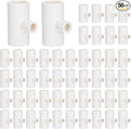 50 Pack PVC Tee Fittings for Chicken Waterer - Threaded Connectors for Poultry Nipples, Automatic Chicken Water Drinker Cups and Feeder Systems, Durable & Leak-Proof (White)