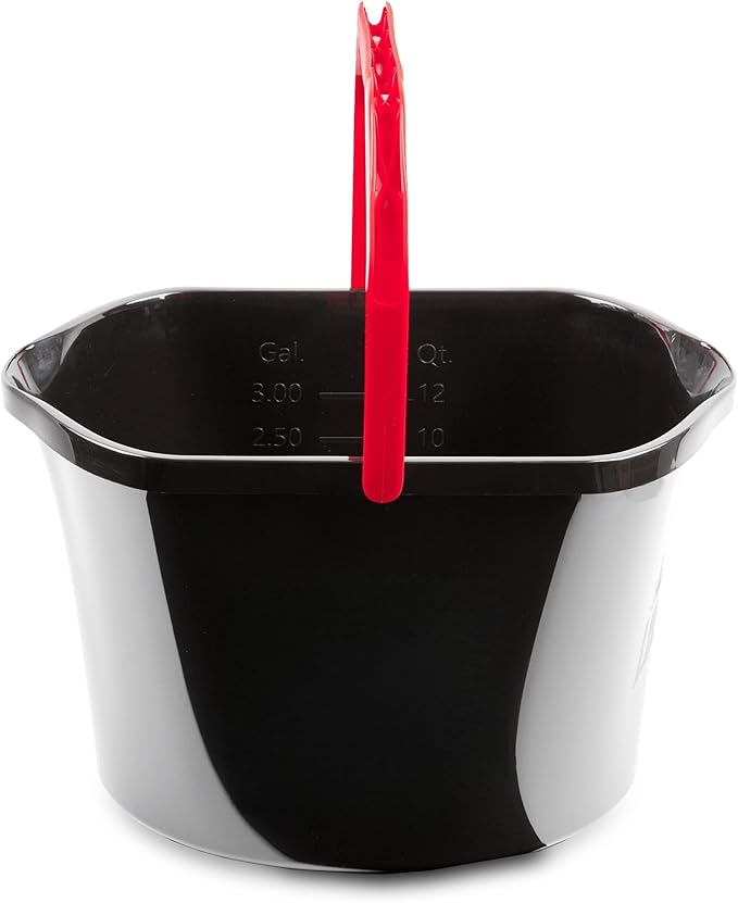 3.5 Gallon Heavy-Duty Utility Bucket – Sturdy Black Polypropylene, Ergonomic Handle, Multi-Purpose Container with Volume Markings, Ideal for Household Cleaning, Gardening, Garage Storage & Daily Tasks