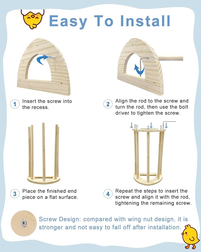 Chicken Perches Roosting Bar - 15.1" x 9.4" x 7" Chicken Roosts and Perches Chick Jungle Gym Toy for Baby Chicks, Hens Large, Roosts, Coop, Brooder