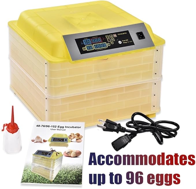 GRAND ORANGE Egg Incubator Automatic Digital Poultry Hatcher Machine Breeder with Temperature Control and Auto Turning for Hatching Chicken Duck Goose Quail Birds (96 Eggs)