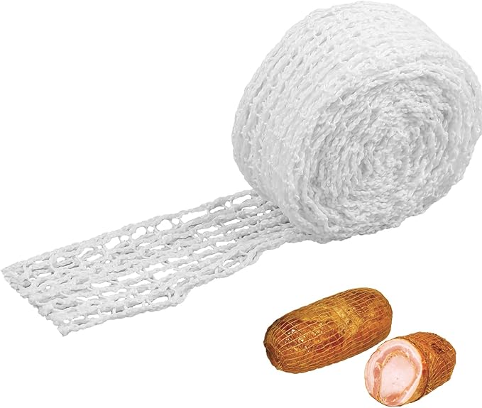 Meat Netting, 16.4ft Butchers Twine for Cooking Meat, Butchers Twine Roll Size 18 Meat Netting Smoked Meat Poultry Ham Beef Netting for Cooking, Sausage Making