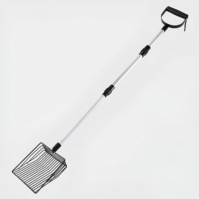 Adjustable Metal Poop Scoop- 3-in-1 Design as Scooper & Rake, Litter Sifting Shovel for Cleaning Chicken Coops, Farms, Stables, Sheep Pens, and Cat Litter