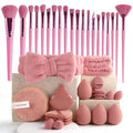 40 PCS Professional Makeup Brush Tools Set, Cosmetic Brush Sponge, Puff, Headband, Brush Cleaning Bow Set, Facial Makeup, Cleaning Accessories, Makeup Products, Valentine Day Item (Purple&Pink-40PCS)