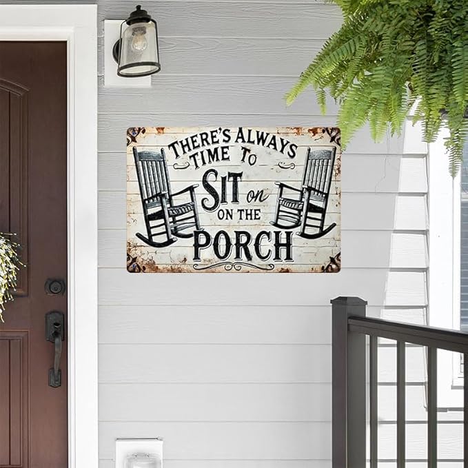 Porch Decor Metal Signs- Outside Decor for Porch Tin Signs Vintage 8x12 Inch