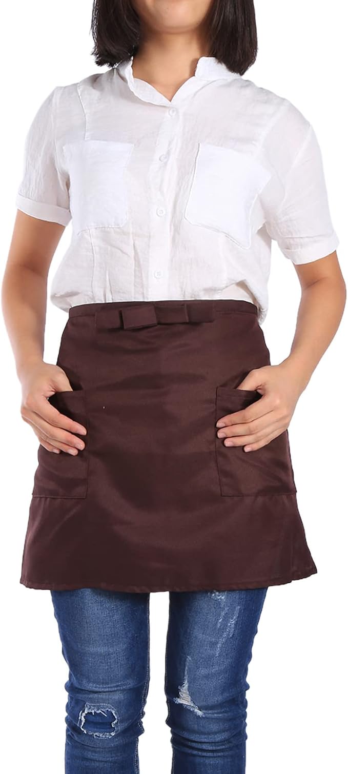 Ymiko Apron, Half Length Aprons With Pockets for Kitchen or Serving