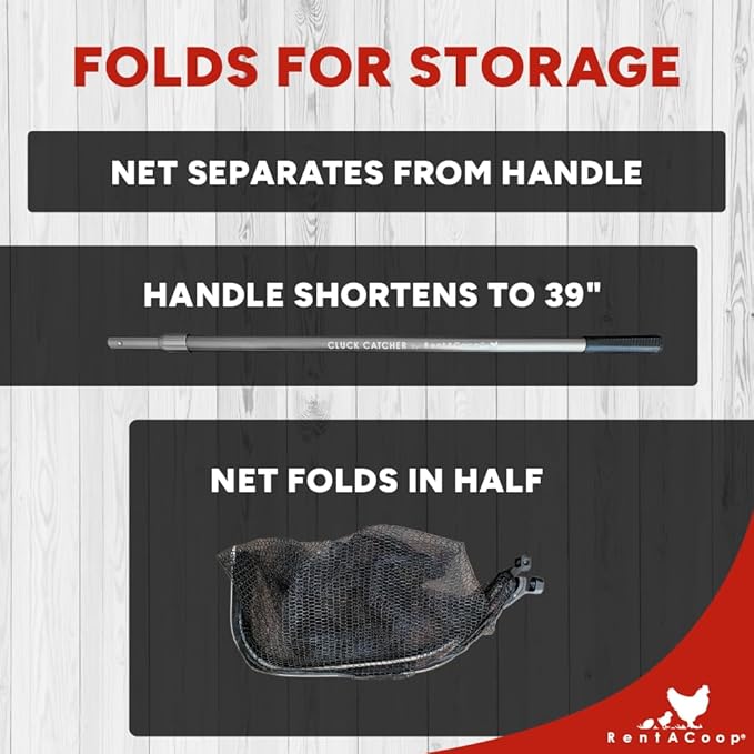 RentACoop Cluck Catcher Chicken Catching Net for All Poultry, Turkeys, Ducks, Quail, and Other Small Animals