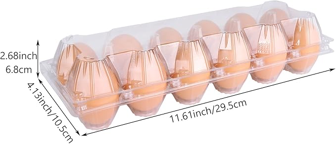 MIVIDE Plastic Egg Cartons Bulk, 36 Packs Empty Clear Plastic Egg Carton Holds Up to 12 Eggs, Reusable Chicken Egg Tray Holders for Family Pasture Chicken Farm, Business Market Display, Storage