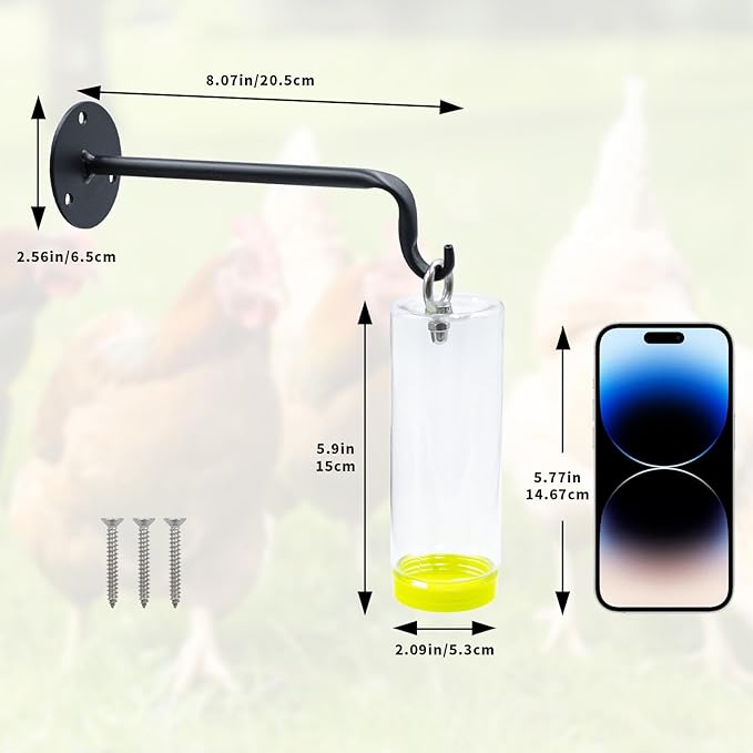 Chicken Toys for Coop, Transparent Plastic Swing Treat Dispenser with Wall-Mounted Metal Hook, Chicken Enrichment, Enrichment Toys for Hen, Duck, Goose and Other Poultry