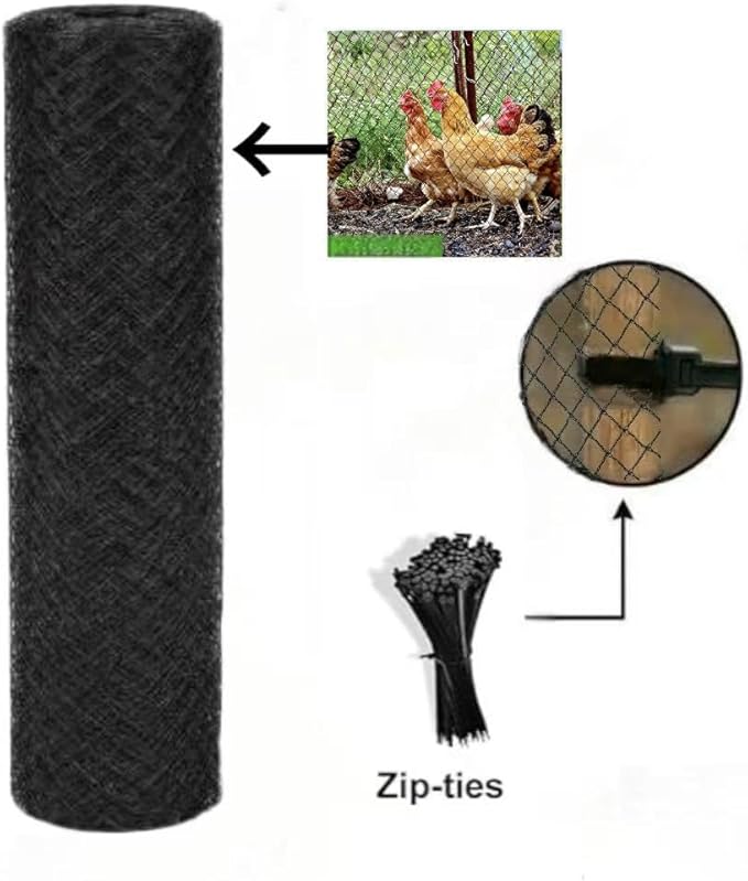 Poultry Netting 50x50 FT Fence for Chicken Coop and Garden Protection Predator Proof, Easy Install for Rabbits and Small Animals