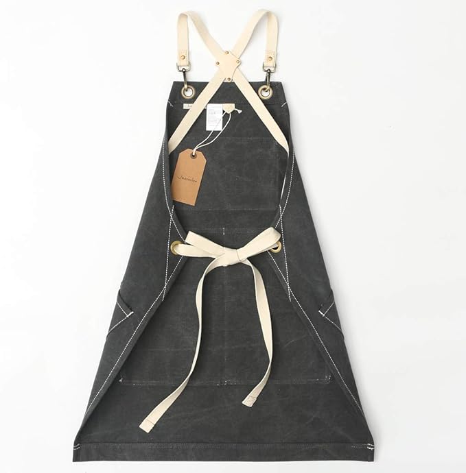 Jeanerlor - 16oz Water-Resistant Work Aprons for Women and Men Canvas Tool Apron with Pockets Adjustable S to XXXL