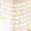 6Pcs White Daisy Banner Garland Spring Flower Hanging Bunting for Girl Boy Groovy Hippie Boho Birthday Party Decoration