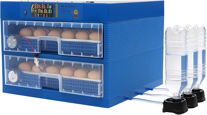 128-Egg Incubator with Automatic Turning, Digital Temperature & Humidity Control - Poultry Hatcher Machine for Chicken, Duck, Goose, Quail & Bird Eggs-Blue