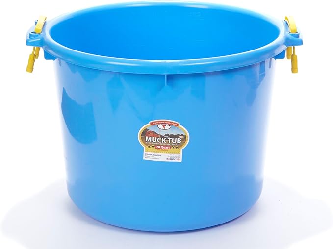 Little Giant® Plastic Muck Tub | Durable & Versatile Utility Bucket with Handles | Muck Bucket | Durable Handles | 70 Quart | Berry Blue
