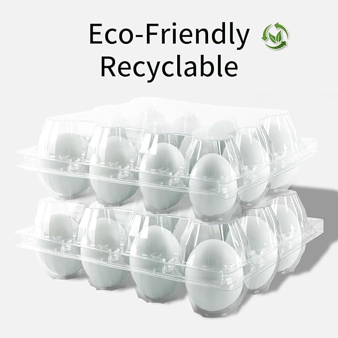 40 Pack Jumbo Egg Cartons for Duck/Turkey Eggs - Holds 12 XL Eggs, Clear Eco-friendly Plastic Blank Egg Cartons, 3x4 Grids, for Farms, Sellers & Market Display