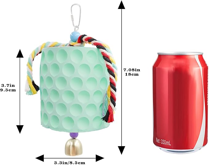 Extra Large Chicken Chewing Toy, Chicken Beak Grinding Stone with Bells, Cage Toys for Poultry (Green)