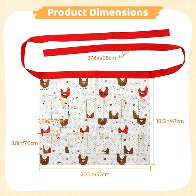 Egg Gathering Holding Apron, Canvas 12 Pockets, Apron Egg Collecting for Duck Chicken Goose Eggs, Egg Carrier Apron Canvas