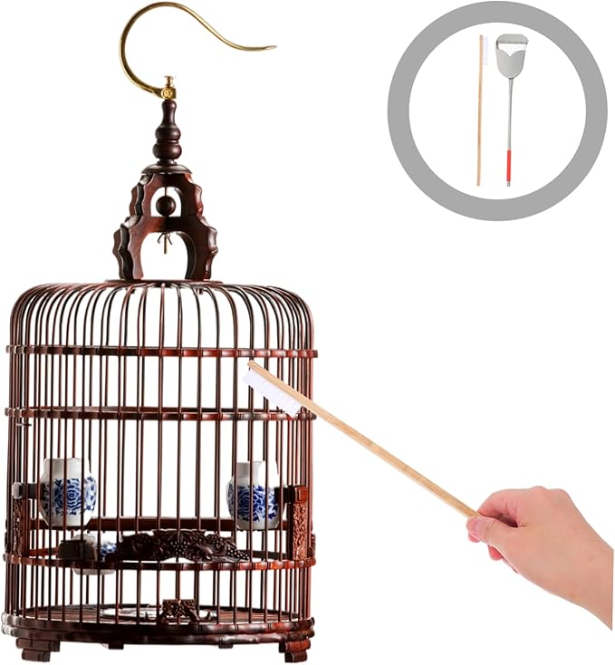 POPETPOP 2Pcs Bird Cage Cleaning Tools Set Durable Cage Cleaner with Brush and Shovel for Efficient Cleaning of Bird Cages and Small Animal Habitats Easy Maintenance and Versatile Use