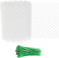 1-Pack Floral Chicken Wire Mesh, 3.9 in x 9.8 ft Plastic Hexagonal Chicken Wire Fencing with 50 Garden Ties for Crafts/Poultry Netting/Garden/Plant Protection [White]