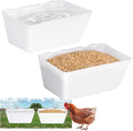 2 Pack Chicken Feeder Waterer,2.5 Quart Hanging Chicken Feeder Trough with Hooks Versatile Feeding Container for Chicken Duck Goose Rabbit Duck Feeder Poultry and Livestock Water Trough（White）