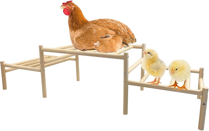 Hamiledyi Climbable Chicken Roosting Perch for Coop - Natural Wood Poultry Perch with Exercise & Playground Design, Durable Climbing Perch for Hens to Play and Stay Healthy