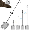 Kaleky 2-in-1 Heavy Duty Chicken Coop Rake and Scooper, 15 Inch Metal Chicken Cleaning Shovel with Adjustable Stainless Steel Handle (25 to 73 Inch) for Sand, Coops, Litter Cleaning (Black)