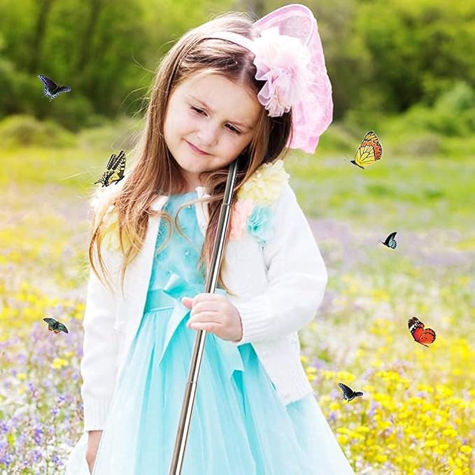 Kids Telescopic Butterfly Fishing Nets for Kids Catching Insect Net Outdoor Tools for Catching Bugs Fish Insect Ladybird, Extendable 34 Inches and Anti Slip Grip
