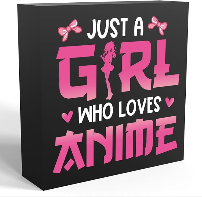 Anime Room Decor Anime Gifts for Girls Teen Girl Bedroom Decor Anime Party Decorations Anime Birthday Decorations Just a Girl Who Loves Anime, Wooden Box Decor for Home Bedroom Living Room Office