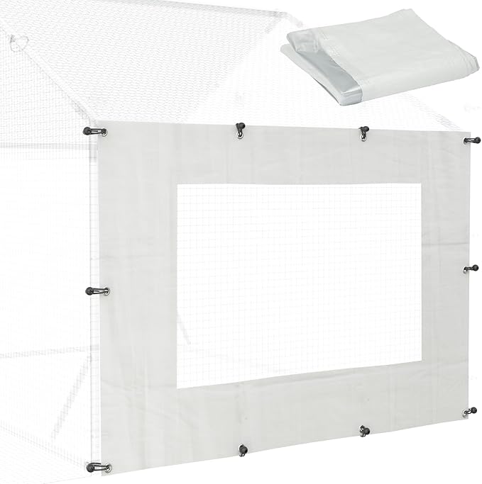 Quictent 6.6x4 FT Chicken Coop Cover Heavy Duty Winter Wrap with Window, Waterproof Chicken Run Tarp, Windproof Insulation Shield, 20 Ball Bungees (Side Panels, 2 Packs)