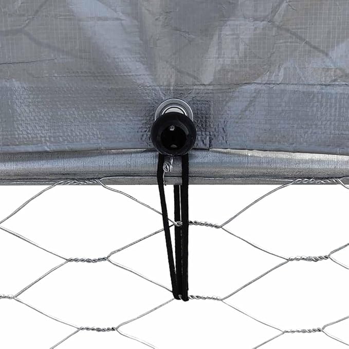 Walk-in Chicken Coop Silver 112.2 x 147.6 x 90.6 in Galvanized Steel Polyethylene Outdoor Hen Run Durable Weatherproof Poultry Cage for Backyard Farm Garden
