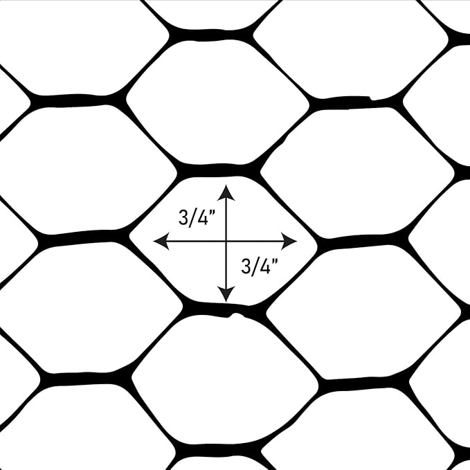 Boen - Plastic Hex Chicken Wire Mesh Temporary Fence Roll (4' x 50' - Black) - Plastic Fence Poultry Netting for Temporary or Semi Permanent Enclosures, Deer Netting Fence, Construction Fencing