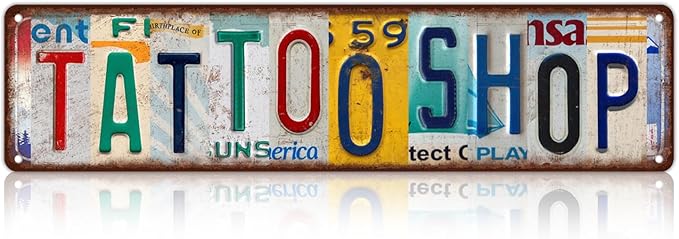 Vintage Tattoo Shop Wall Decor Street Signs Metal Tin Signs 16 x 4 Inches