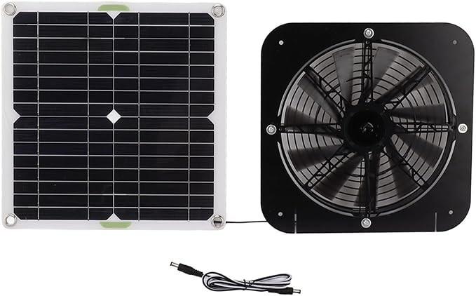 13.5 Inch Solar Powered Fan, 100W Solar Exhaust Fan Kit with Auto Speed Adjustment, Portable Solar Panel Ventilation Fan for Greenhouse, Chicken Coop, Dog Kennel, Pet House, and Outdoor Sheds