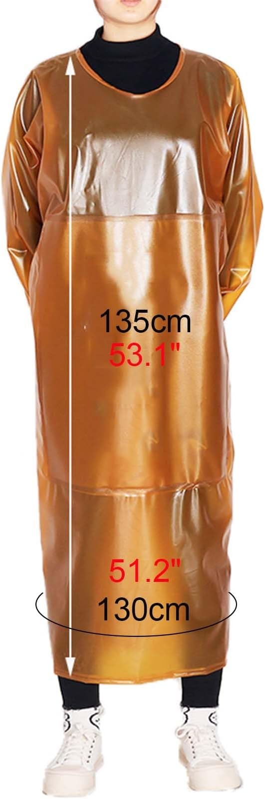 Double Thickened Industrial Apron Cowboy Aprons Water Proof and Oil-Proof Reversible Smock Lace-up Design Wide Elasticated Cuffs
