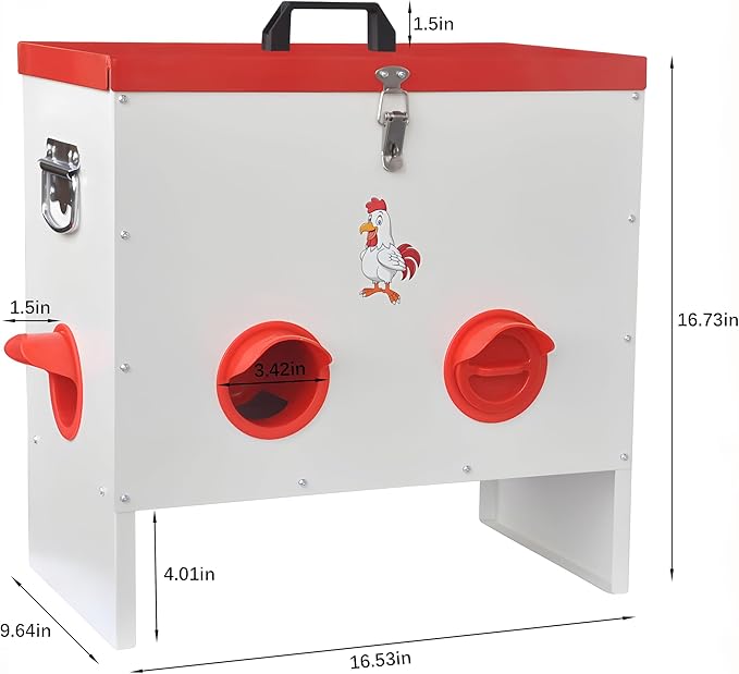 6 Ports Automatic Chicken Feeder Max Capacity 50 Lbs, Metal Gravity Poultry Feeder Hens, Ducks, Geese with Anti-Waste Design, Weather Proof, Reduces Feed Waste (6 Ports)