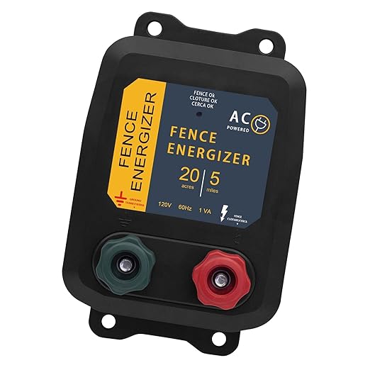 Electric Fence Energizer for Preventing Wild Animals Intruding，PE5 Electric Fence Charger，5-Mile/20 Acres Output Voltage 5000 V 0.2 Joule