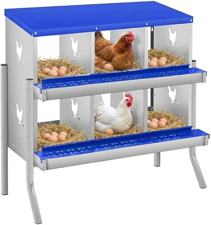 Chicken Nesting Box with Bracket Legs, 6 Compartment Nesting Boxes for Chickens, Chicken Laying Boxes to Protect Eggs, Easy to Clean & Install