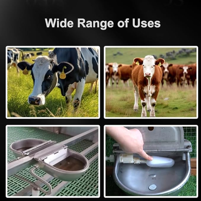 Automatic Animal Drinking Water Trough Bowl, 304 Stainless Steel Outdoor Waterer for Dog Horse with Float Valve includes Bowl, Pipe Hose, 2 Float Valves, Quick Connector Adapter and Countersunk Bolts