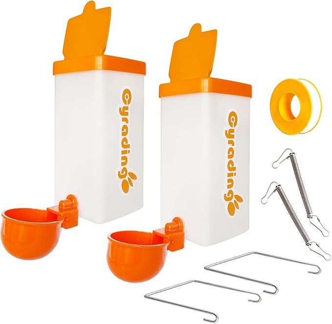 Automatic Waterer System Chick Drinker Cups 1L Hanging Automatic Fill Poultry Watering Cup Used for Cage (White, 2)