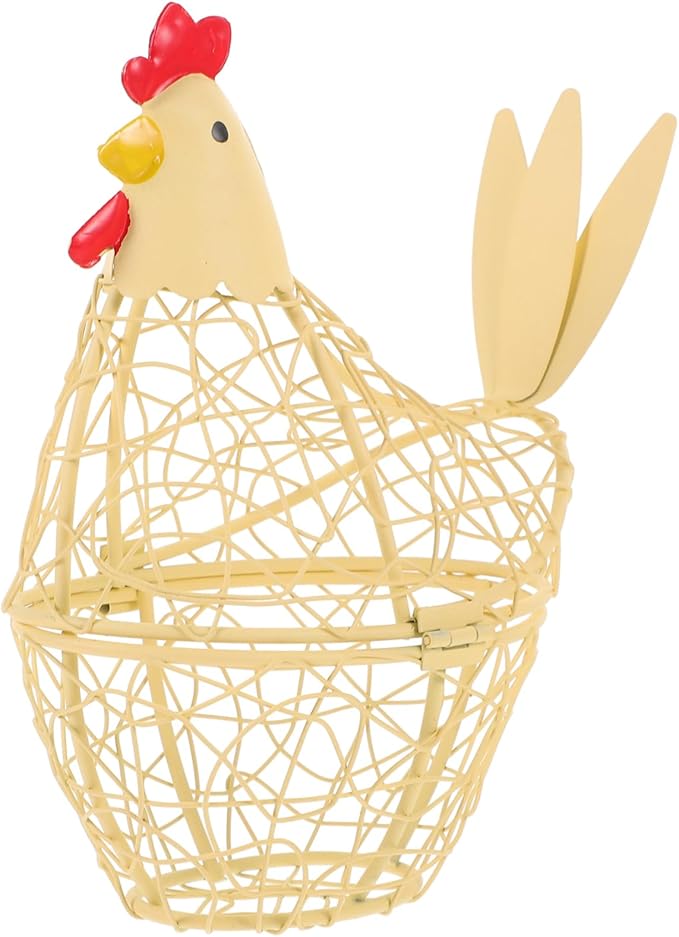 Hen Shape Egg Basket Wire Kitchen Storage Basket for Countertop Organization and Home Decoration 3.94X5.91X3.94 Inches