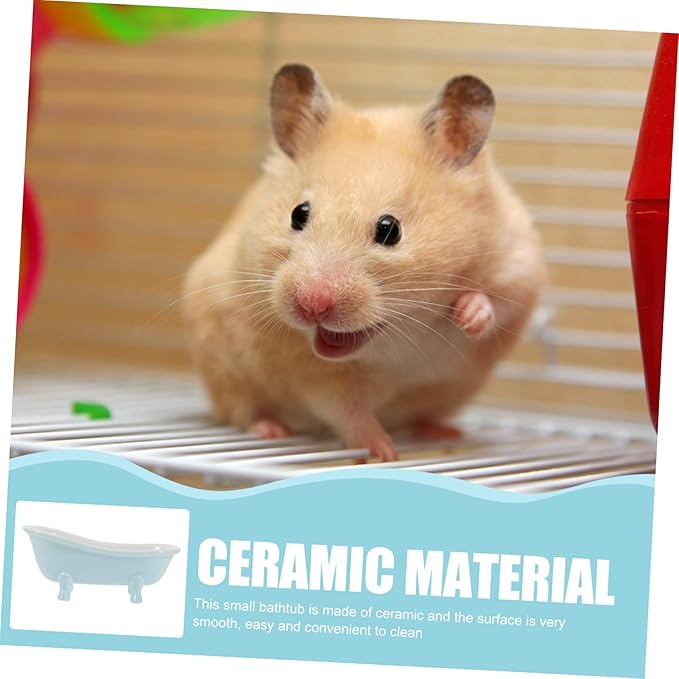 Hamster Sand Bath Box Ceramic Bathtub for Small Pets Bathroom Supplies for Hamsters and Chinchillas Easy to Clean and Reusable Sand Bath Container