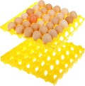6 Pack Plastic Egg Trays, Each Holds 30 Eggs(#1) for Home Chicken Farmers, Stackable Egg Cartons Hold Multiple Eggs, Great for Storing, Sorting, and Shipping Eggs, Stackable and Reusable (yellow)