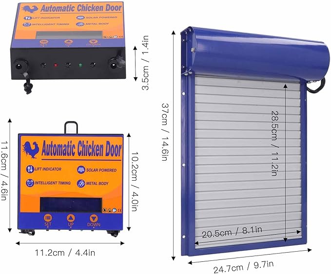 Automatic Chicken Coop Doors, Battery Powered Timer Chicken Door Openers, Auto Poultry Coop Door Systems - Electric Operated Chicken Coop Door Opener with Adjustablle Timer(US Plug)