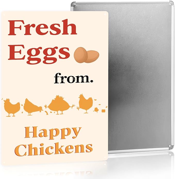 Farm Fresh Eggs Sign Chicken Coop Decor Home Decor Gifts Outdoor Patio Signs Cute Garden Tin Sign 8×12 Inches For Yard Home Kitchen
